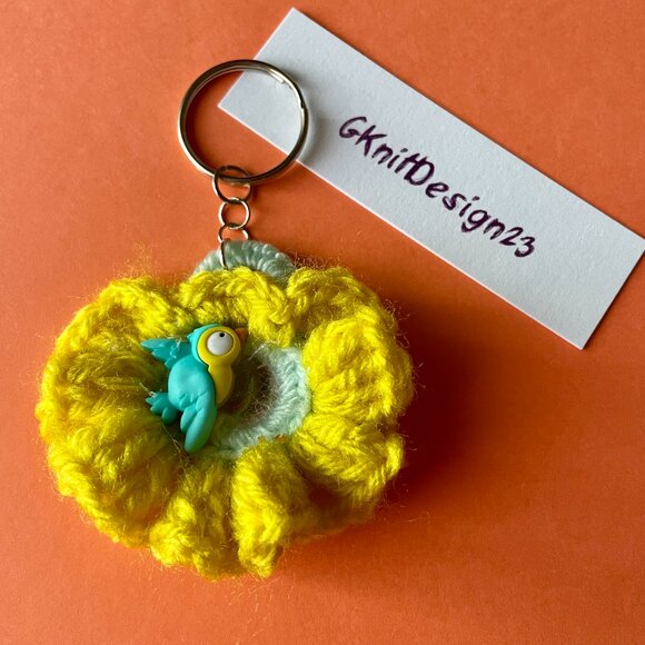 Handmade Bag Charm, Keychain Charm, Crochet Gift, Charm With Bird - Picture 3 of 7